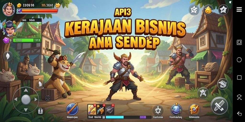 Tampilan gameplay API33 dengan elemen manajemen bisnis yang menarik.