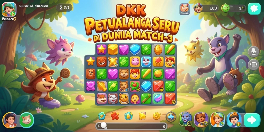 Screenshot DKK menampilkan aksi seru gameplay Match-3.