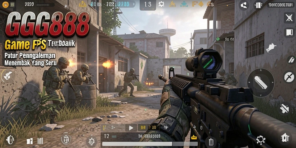 Screenshot gameplay GGG888 menunjukkan aksi menembak yang intens dan mendebarkan.
