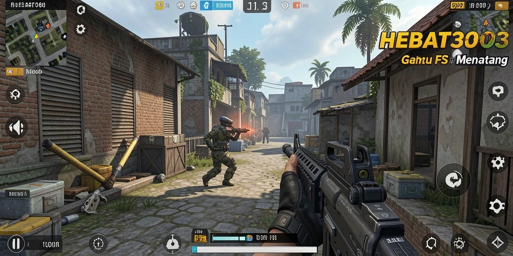 Gameplay HEBAT303 dengan aksi tembak menembak yang intens.