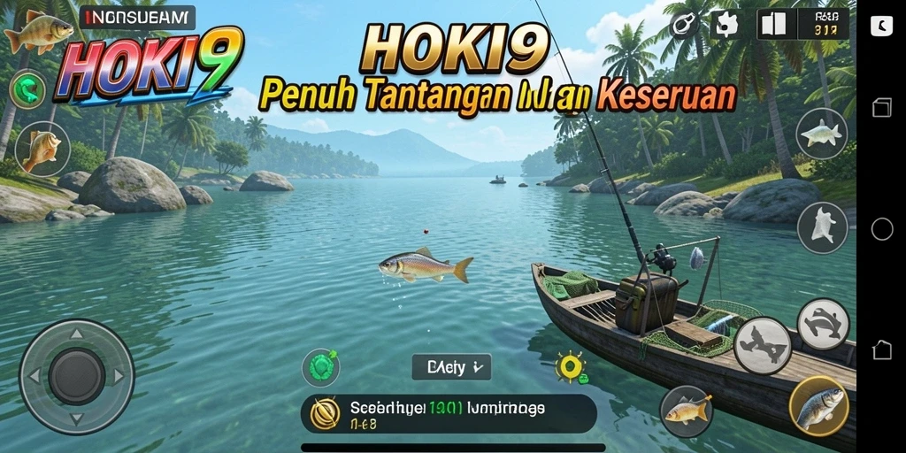 Tampilan gameplay seru dalam HOKI9 saat menangkap ikan besar.