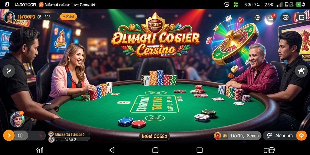 Screenshot utama menampilkan dealer langsung dan permainan yang mendebarkan.