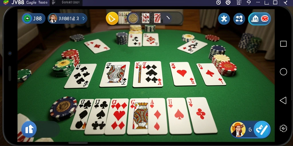 Screenshot JV88 menampilkan gameplay Gaple yang seru dan interaktif.