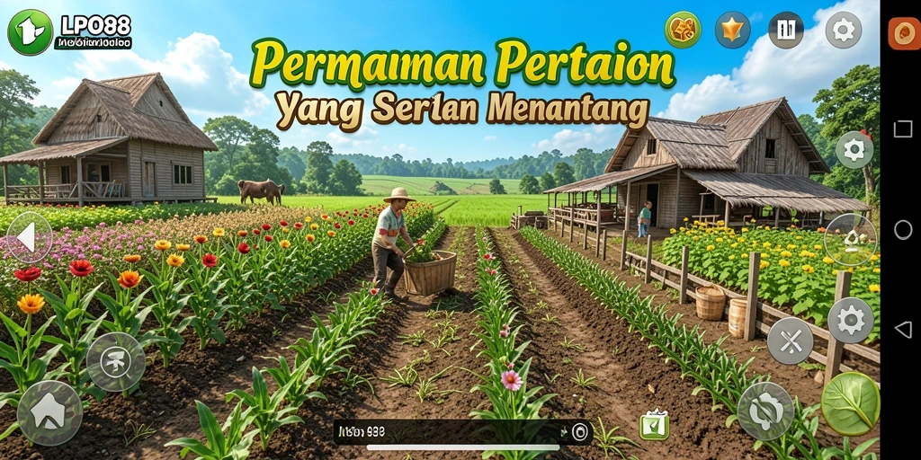 Screenshot gameplay LPO88 yang menunjukkan aktivitas bertani yang seru.