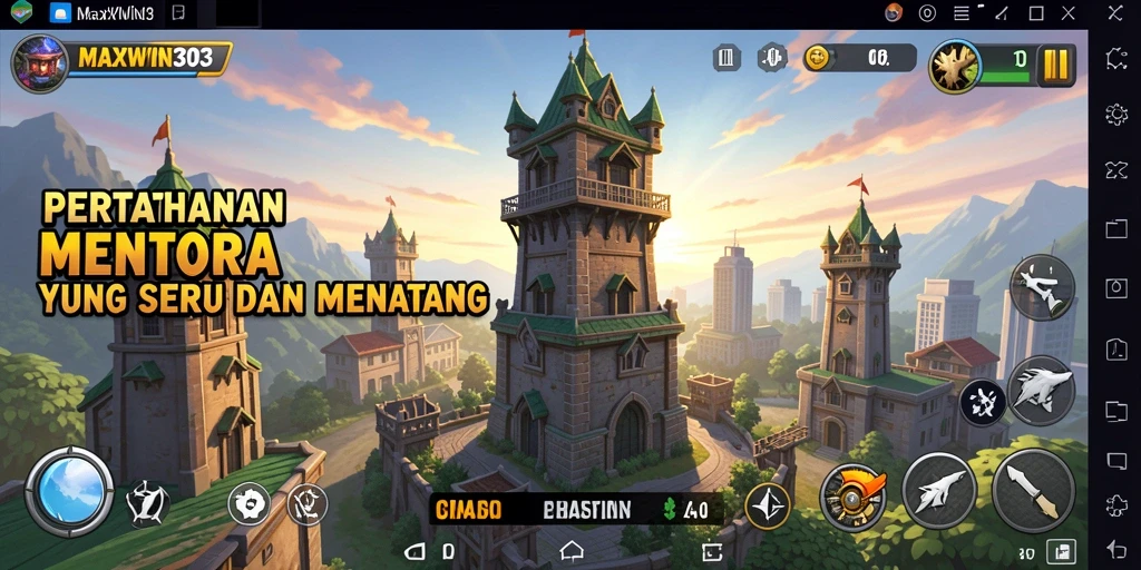 Tampilan gameplay seru dalam MAXWIN303 Tower Defense.