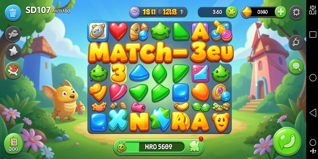 Tampilan seru gameplay SD107 dalam genre Match-3.